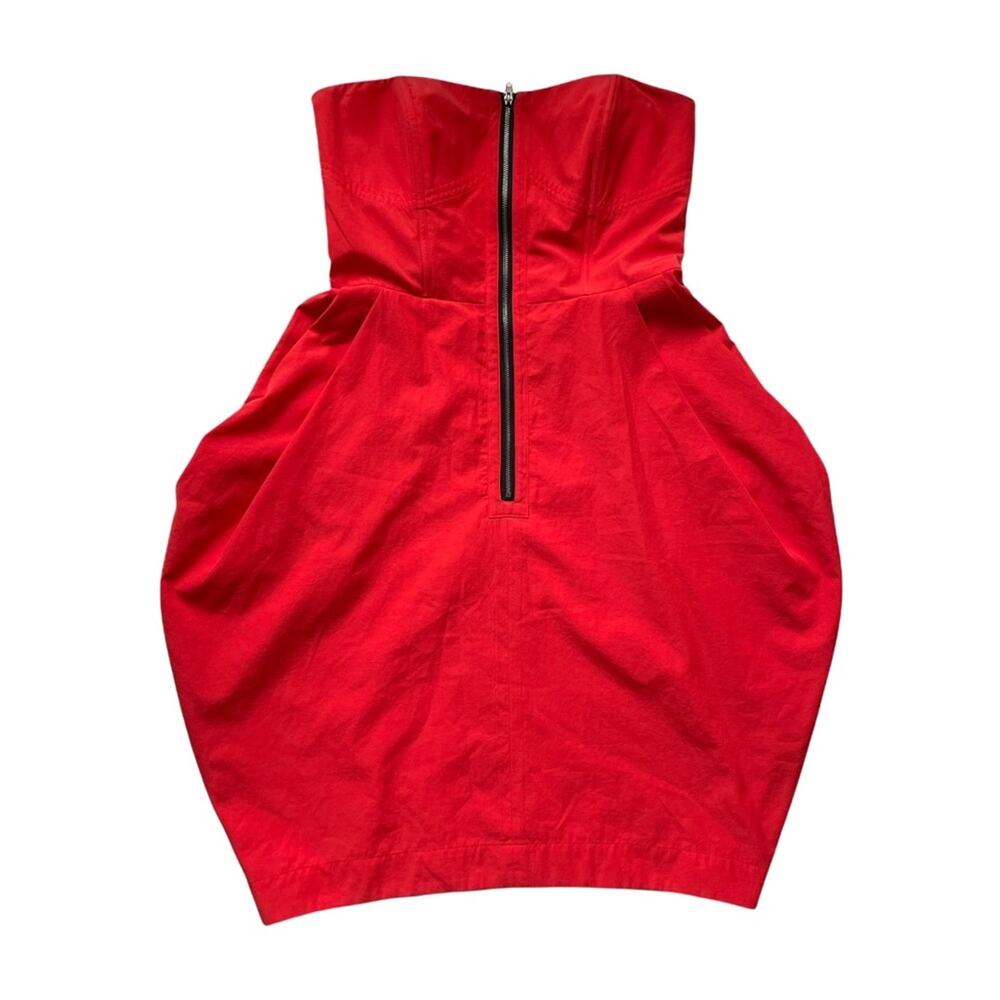 Hayden Harnett Blake Dress Strapless Tulip Pockets Red Zipper Front Red M GUC - Picture 11 of 11
